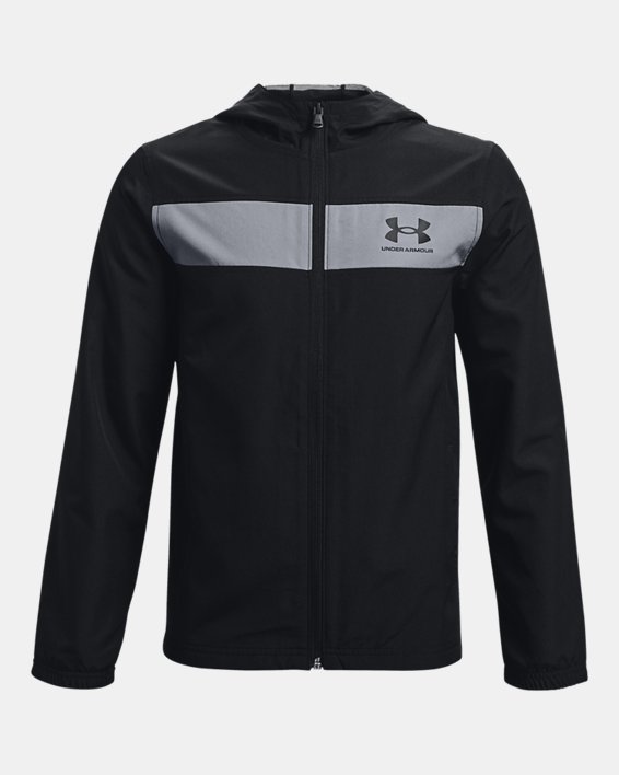 เสื้อแจ็คเก็ตกันลม UA Sportstyle สำหรับเด็กผู้ชาย, Black, pdpMainDesktop image number 0